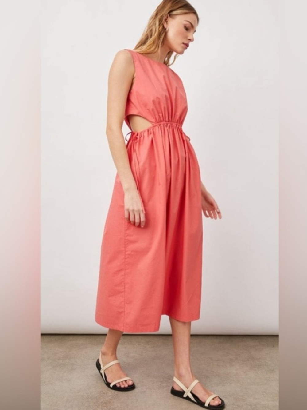 Rails Yvette Cotton Midi Dress in Coral